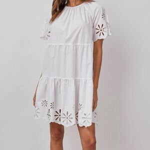 Mini Dress White with Daisy floral cutouts RAILS Arielle